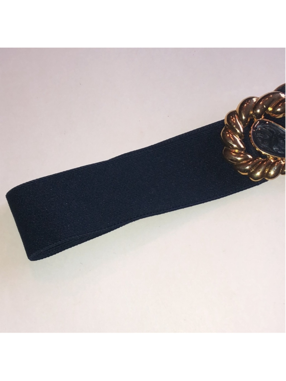 Day Lor Vintage Gold and Dark Blue Decorative Elastic Waist Belt - Picture 2 of 7